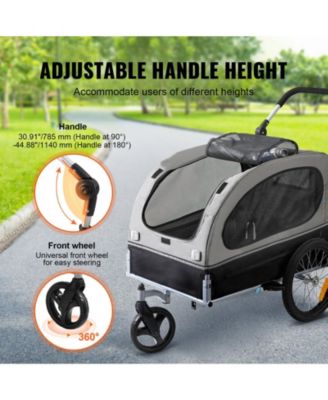 2-in-1 Foldable Dog Bike Trailer & Stroller, Holds up to 88 lbs., Black & Gray