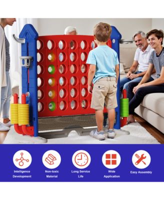 4-in-1 Giant Game Set with Jumbo Connect 4, Basketball, Ring Toss & Golf. Adjustable, portable fun for kids & adults