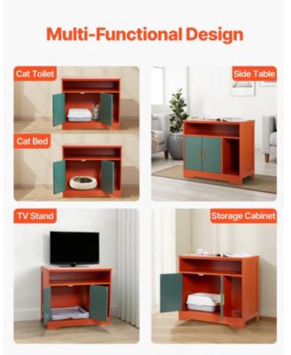 Modern Wooden Litter Box Enclosure with Storage Shelf