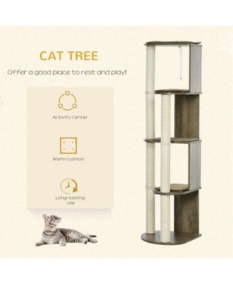 65" Corner Modern Cat Tree with Scratching Posts