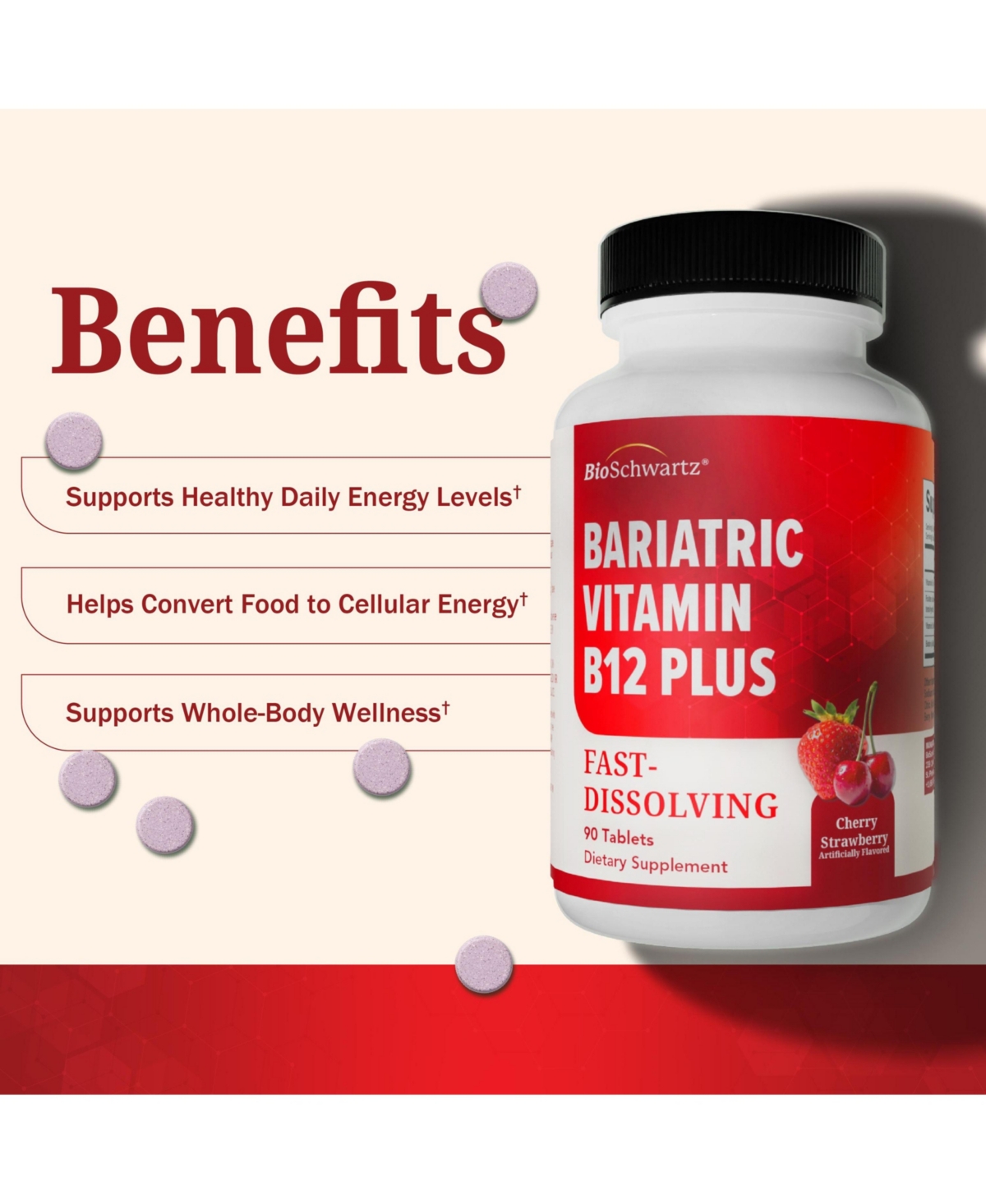 Bioschwartz Bariatric B12 Plus Dissolvable Tablets, 90ct