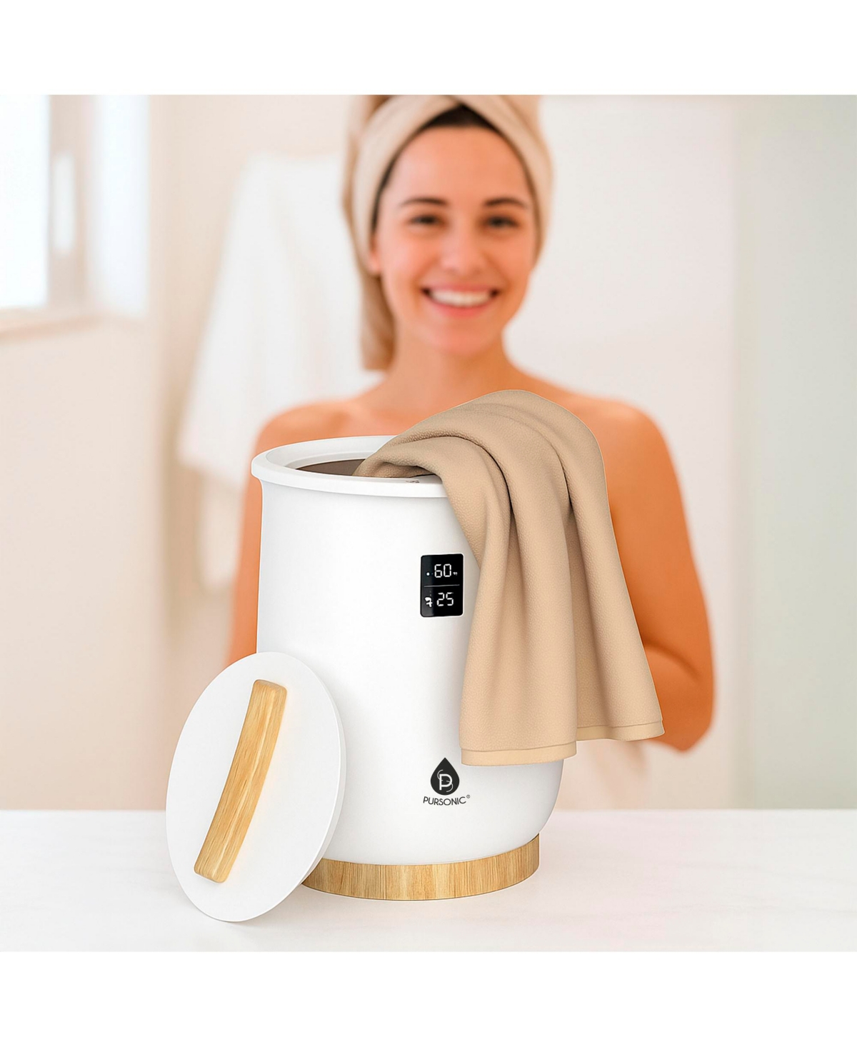 Pursonic Luxury Towel Warmer with One-Touch Digital Control Panel