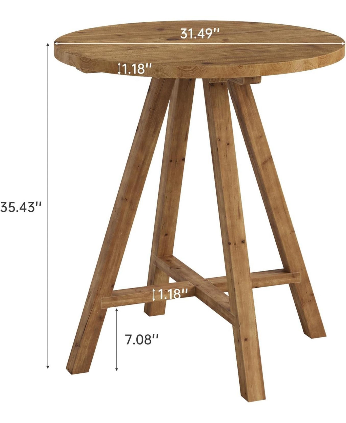 Tribesigns Solid Wood 31.5" Round Dining Table for 2, Small Counter Height Kitchen Table for Living Room, Dining Room