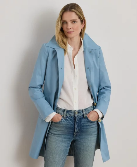 Petite Hooded Raincoat - Blue Note