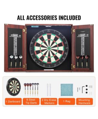 Dartboard and Cabinet Set with LED Light Official Size Game Bundle