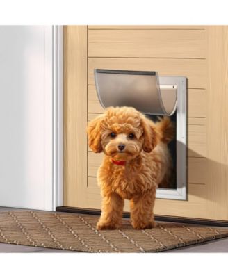 Aluminum Frame Door-Mount Pet Door with Lock, Large, White