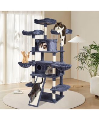 68.5" Multi-Level Cat Tree with Ramp & 2 Condos, Dark Gray