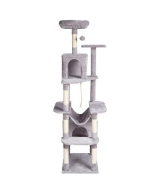 72" Multi-Level Cat Tree with 2 Condos, Light Gray