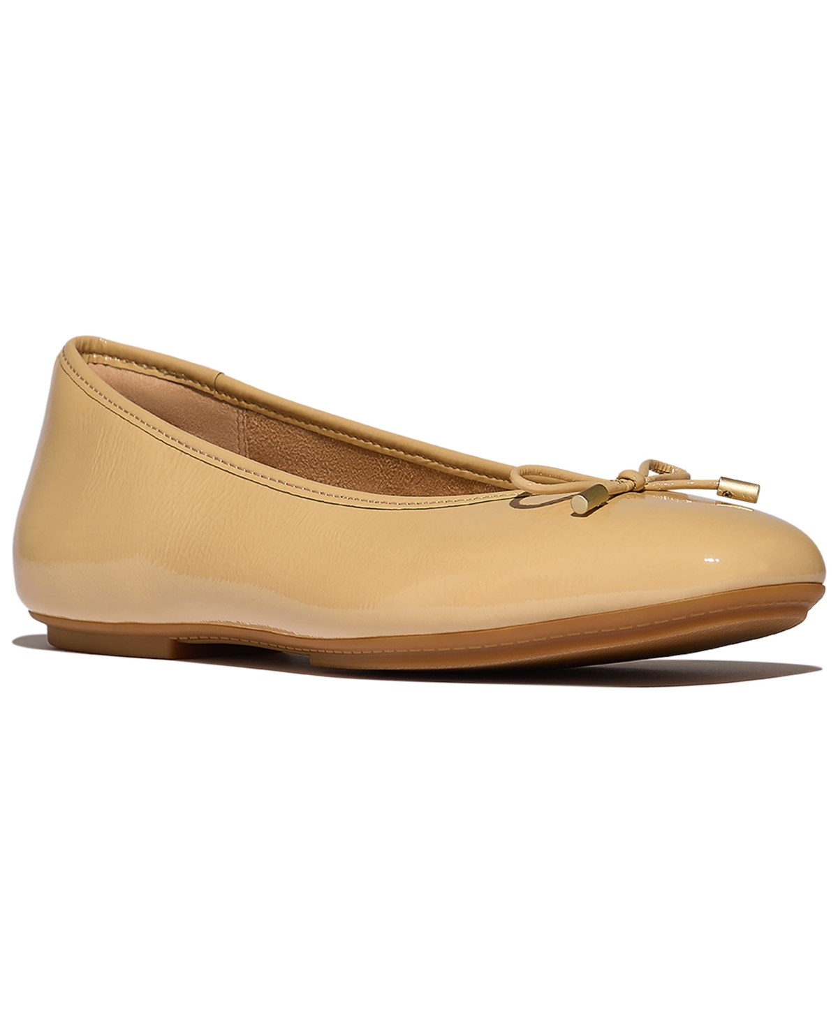 Fitflop Women's Delicato Bow Textured Patent-leather Ballet Flats In Brown