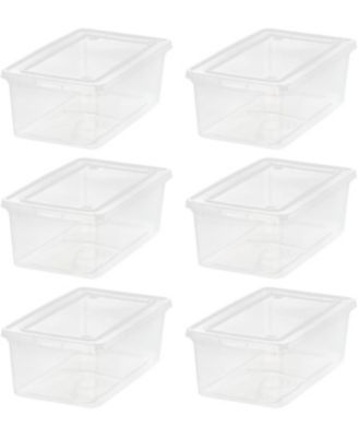 USA 6 Qt Stackable Plastic Storage Bins with Lids, Clear, 6Pk