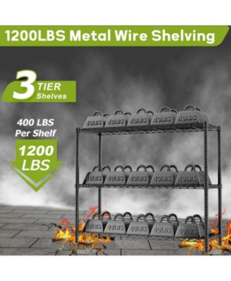 3-Tier 48 in W x 47 in H x 20 in D Height Adjustable Garage Wire Shelving Unit