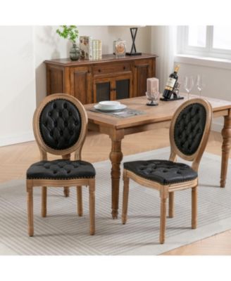 Antique French Style Wood Frame Dining Chairs Set