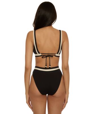 Women's Color-Block High-Waist Swim Bottoms