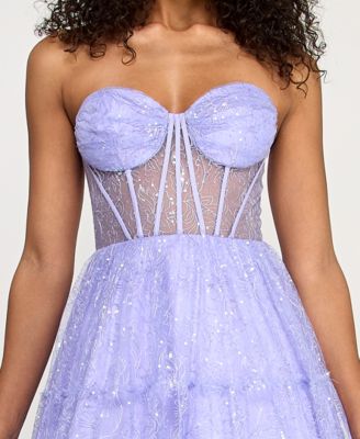 Women's Strapless Sweetheart Neck Illusion Gown