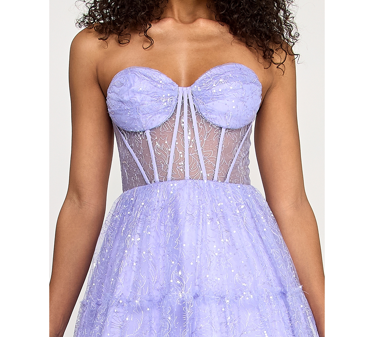 Say Yes Women's Strapless Sweetheart Neck Illusion Gown