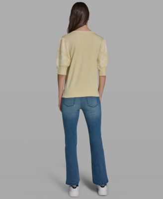 Petite Floral Print V-Neck Sweater