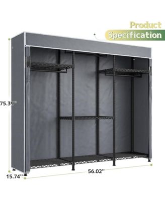 Clothes Rack with Cover, Clothing Racks for Hanging Clothes with Adjustble Shelves