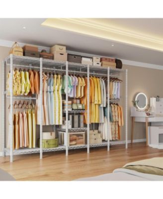88.2" W Clothes Rack Heavy Duty Clothing Racks for Hanging Clothes Freestanding Garment Rack for Bedroom