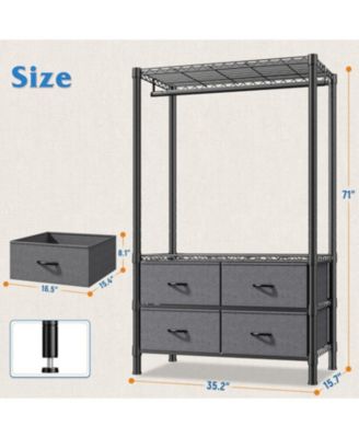 Clothes Rack, Heavy Duty Clothing Racks for Hanging Clothes，Freestanding Garment Rack with Adjustable Shelves for Bedroom