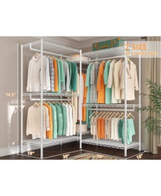 Clothes Rack, Clothing Racks for Hanging Clothes, L Shaped Clothing Rack for Corner 900LBS Heavy Duty Clothes Rack Garment Rack
