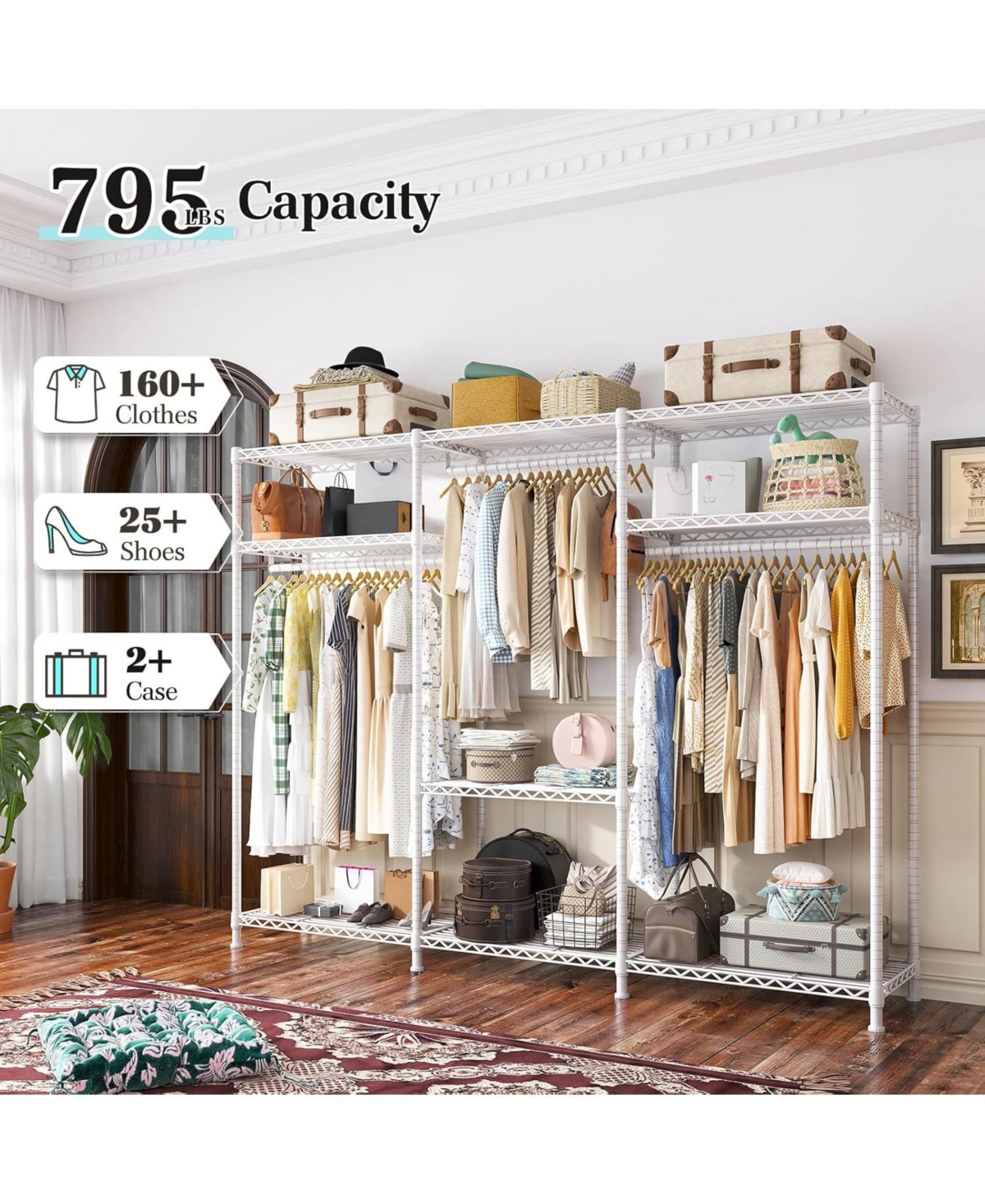 Raybee Heavy Duty Adjustable Clothes Rack 795 lbs Load Garment Rack