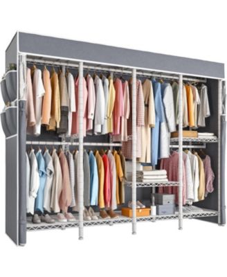 Clothes Rack with Cover,1100 LBS,Clothing Racks for Hanging Clothes Heavy Duty,Portable Closet with Shelves,Adjustable