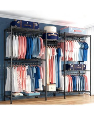 Clothes Rack with Shelves, Portable Metal Closet Organizer for Hanging Clothes, Adjustable, Max Load 900 lbs for Bedroom or Apartment