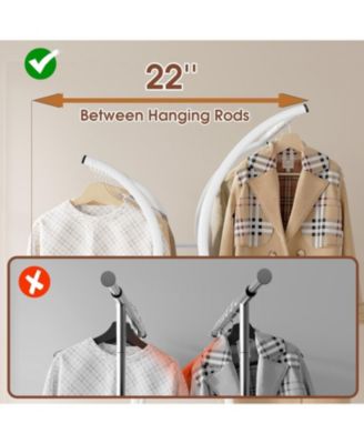 Heavy Duty Portable Double Rod Clothes Rack with Wheels 360 lbs Load Garment Rack