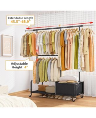 Clothes Racks for Hanging Clothes with Shelves, Adjustable Clothing Rack with Lockable Wheels, Heavy Duty Garment Racks for Hanging Clothes