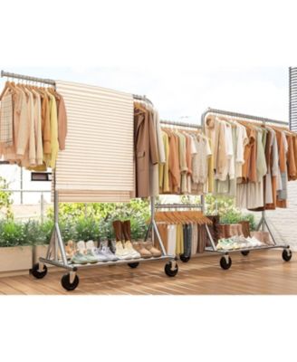 Heavy-Duty Clothes Rack, 117" W Rolling Rack with Wheels, 600 LBS Load Capacity, Holds 240+ Clothes, Portable, Adjustable, Garment Rack