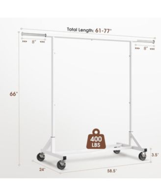 Clothes Rack, 400LBS Clothing Racks for Hanging Clothes 200+, Extendable Rolling Clothes Rack with Sturdy Wheels & Shelves, Garment Rack