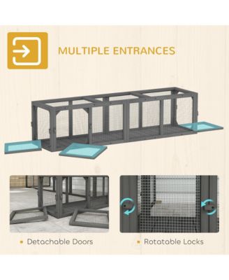 Outdoor Cat Tunnel, Extendable Pet Enclosure with 3 Doors,