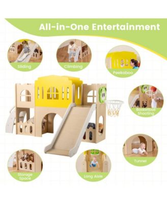 7 in 1 Toddler Slide and Climber Set with Basketball Hoop