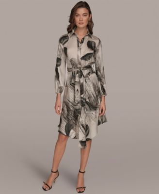 Women's Floral Collared Neck Shirt Dress