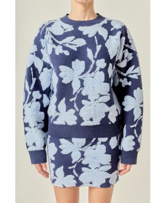 Women's Fuzzy Flower Sweater