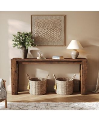 Solid Wood Console Table for Entryway, 70.9-Inch Extra Long Farmhouse Sofa Table Behind Couch