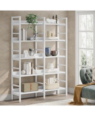 5-Tier Industrial Bookshelf, 71”H x 47”W Etagere Bookcase, Freestanding Double Wide Book Shelf for Storage and Display