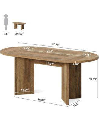 63" Oval Farmhouse Dining Table for 4-6, MDF Kitchen Table
