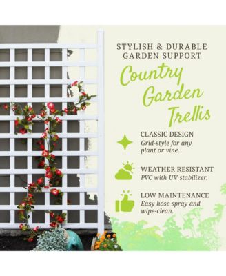 Dura-Trel Country Garden 35 x 66 Inch Vinyl Outdoor Garden Patio Trellis, White