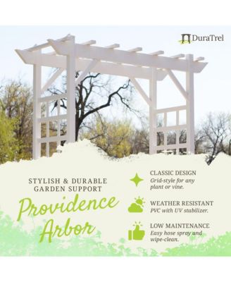 Dura-Trel Providence Arbor 64" x 85" PVC Outdoor Garden Arch Trellis, White
