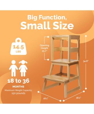 Kids Kitchen Step Stool Holds up to 150 Pounds with Safety Rail