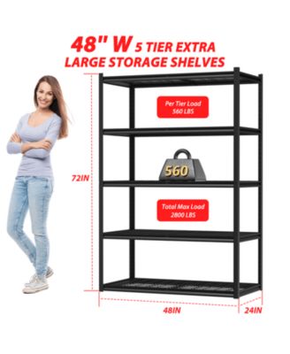 48 in W x 72 in H x 24 in D Adjustable Heavy Duty Concealed Column Metal Shelving Unit