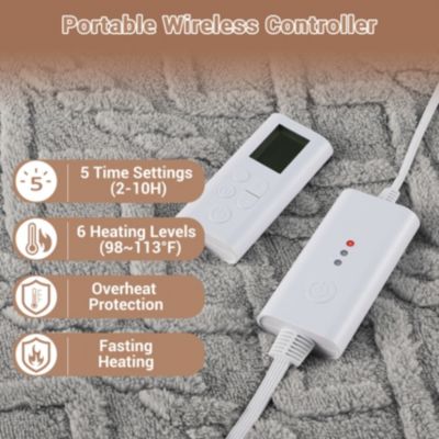 King Size Tufted Electric Heated Comforter Blanket with Wireless 2-Zone Controller 104" x 90"