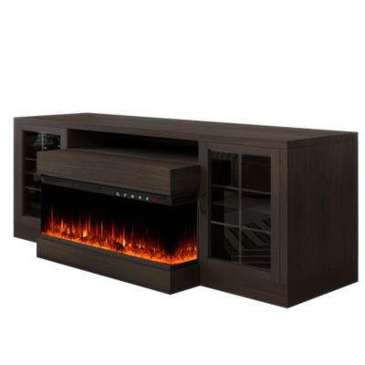 Electric Fireplace Insert 23" 1400W 120V ,Equipped with remote control, ultra thin heater with log set & realistic flame - BLACK