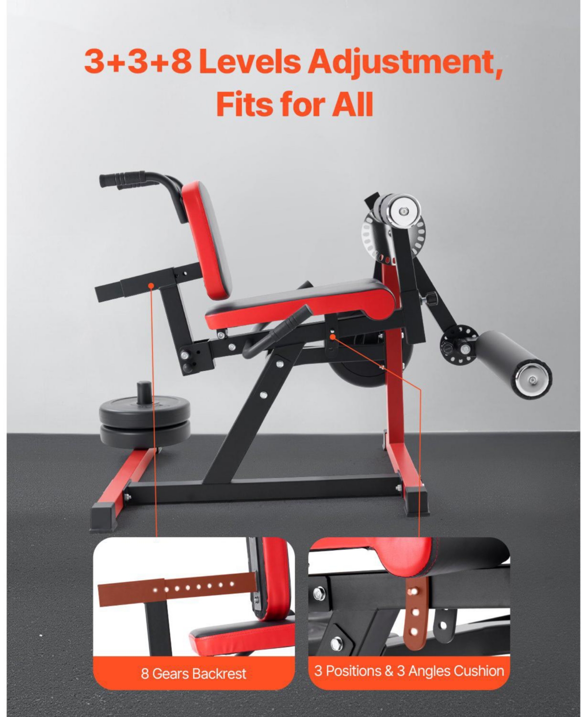 Mecale Leg Extension and Curl Machine, Adjustable Lower Body Strength Trainer for Thigh and Hamstring Workouts, 550 lb Capacity