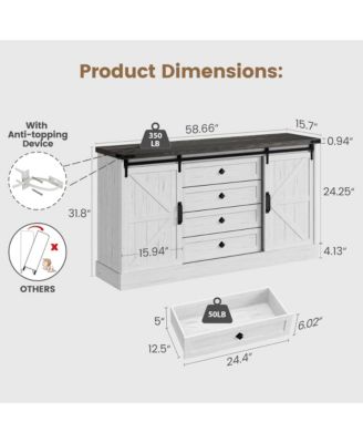 TV Stands for Bedroom, Farmhouse Entertainment Center with Sliding Barn Doors