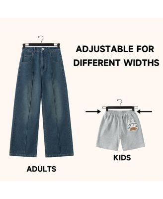 12-Pack Premium Wooden Pants Hangers with Adjustable Clip, Heavy Duty Solid Wood Skirt Bottom Hangers for Trousers, Dress Slacks, Dresses, Shorts