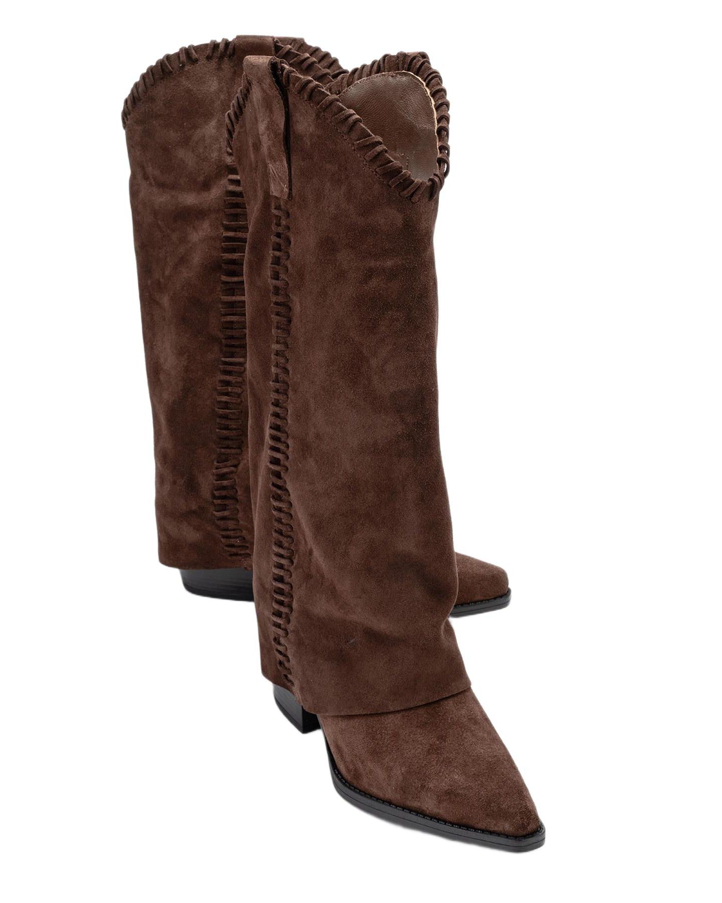 Женские ботинки Forever & Always Shoes Clementina Leather Western Boot, цвет: Коричневый замшевый кожаный — фото 2