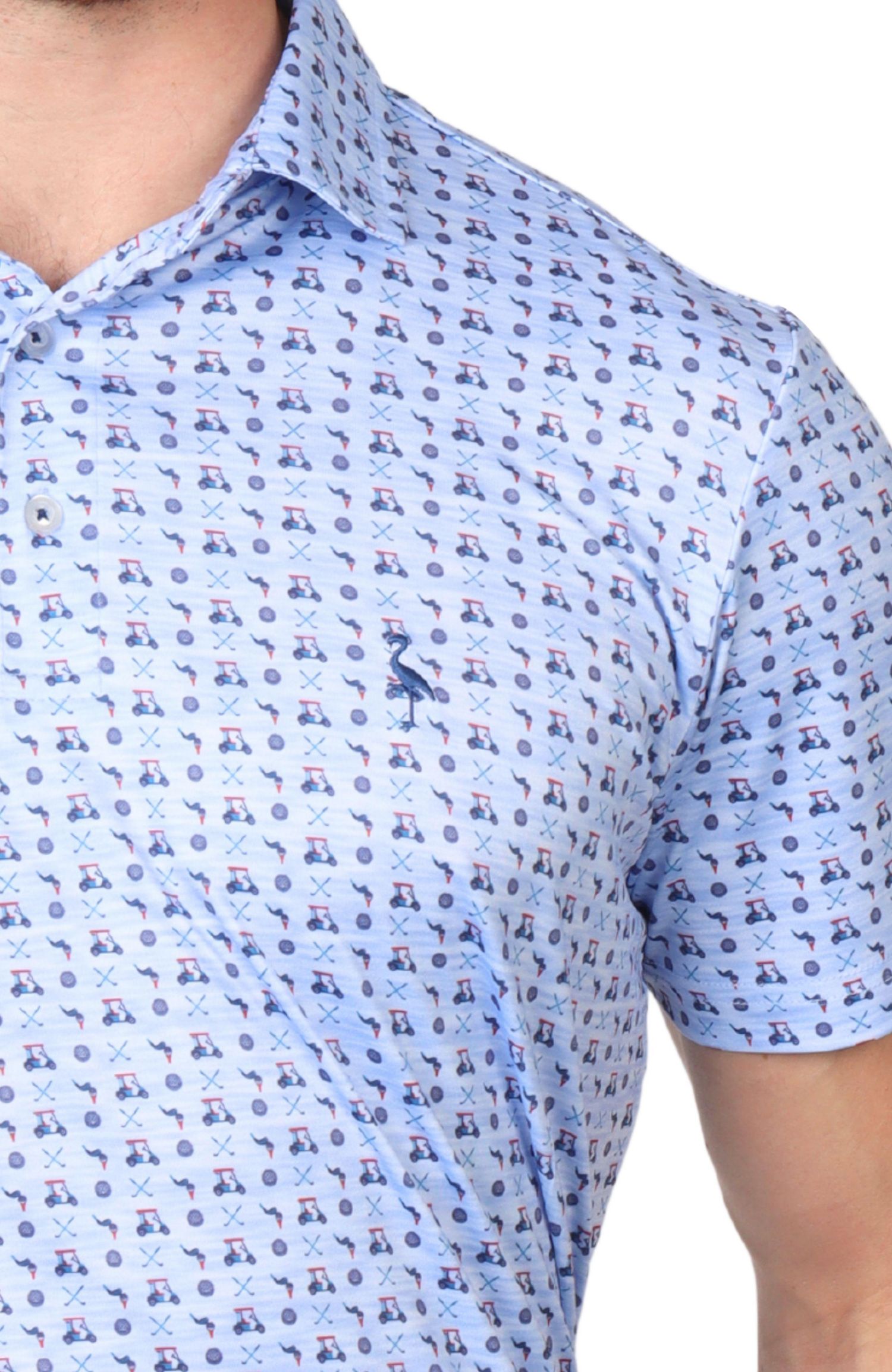 Men's Golf Carts Printed Performance Polo