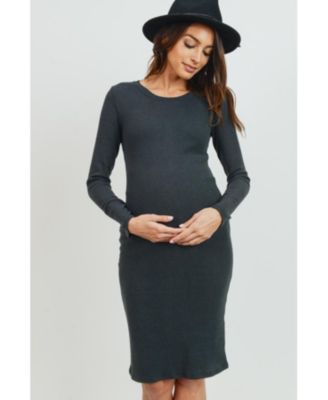 Maternity Ribbed Knit Long Sleeve Dress